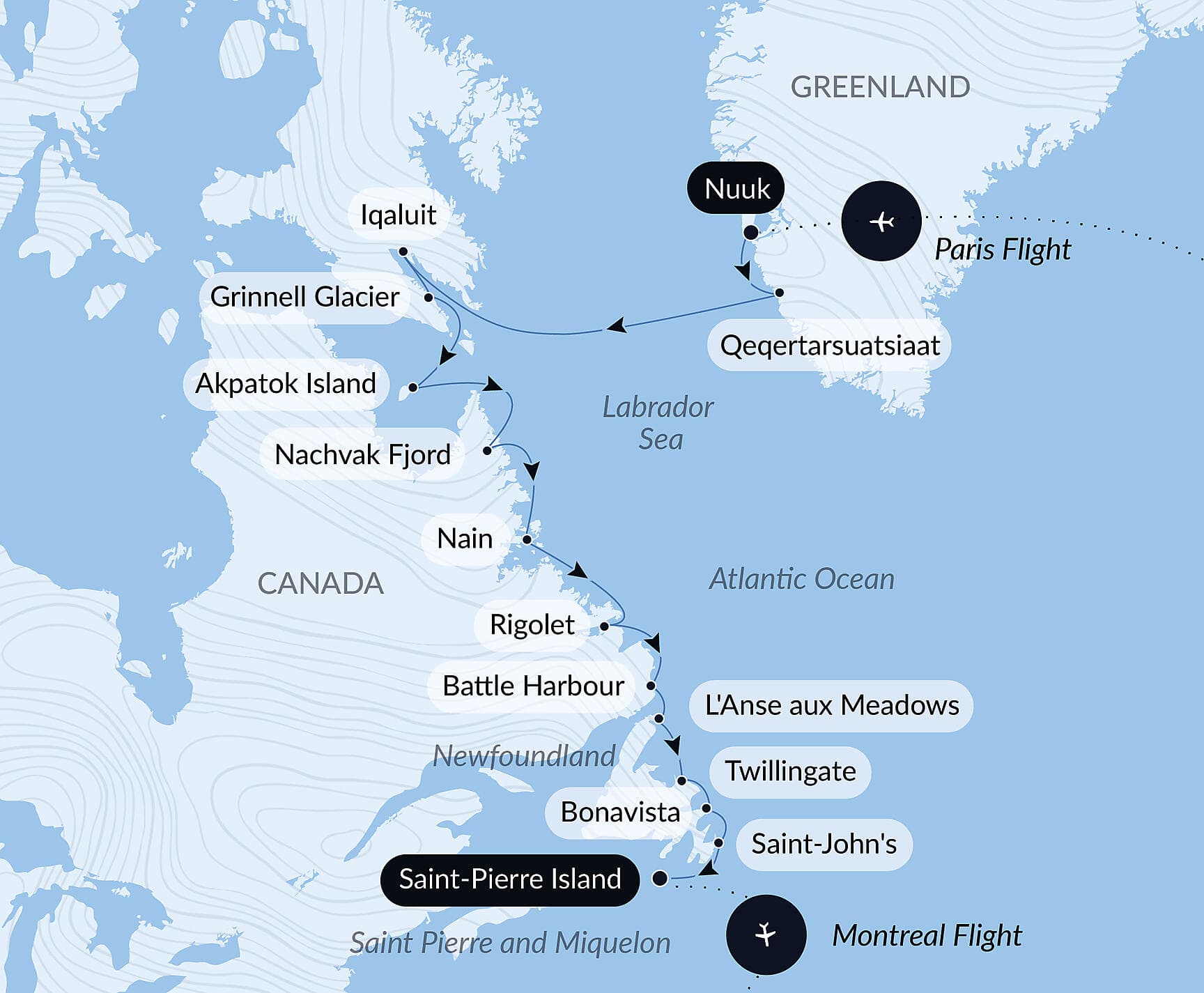 Wilderness from Greenland to the East Coast of Canada