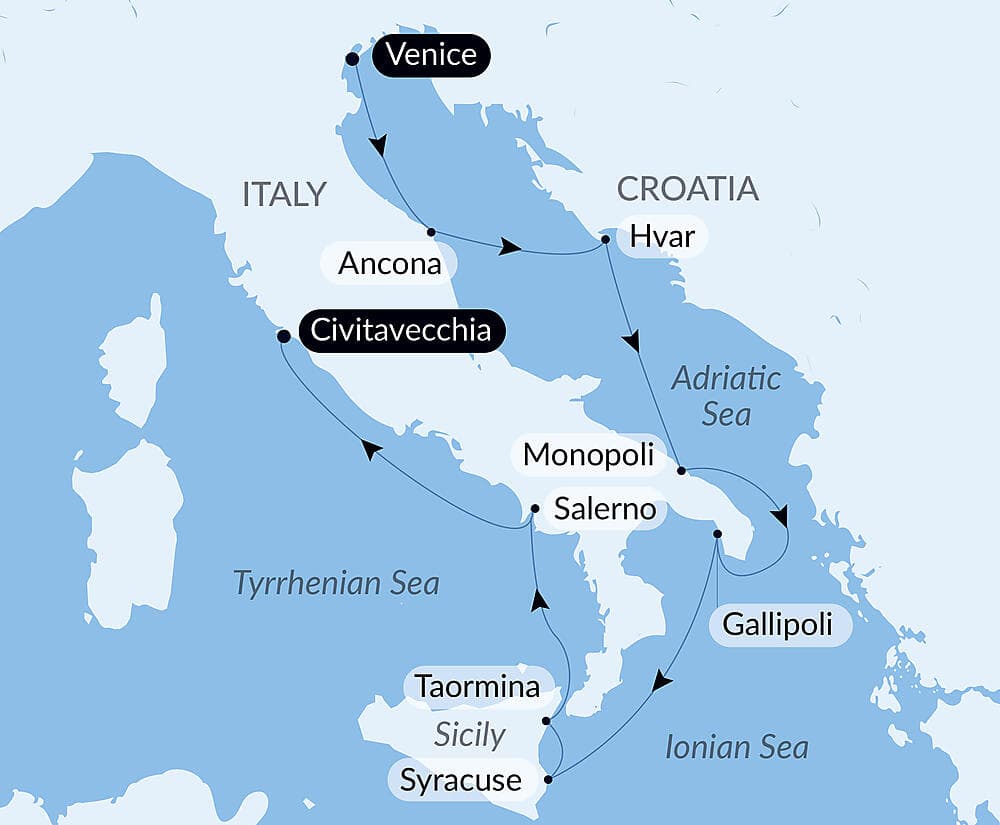 Legendary shores of Italy and Croatia null