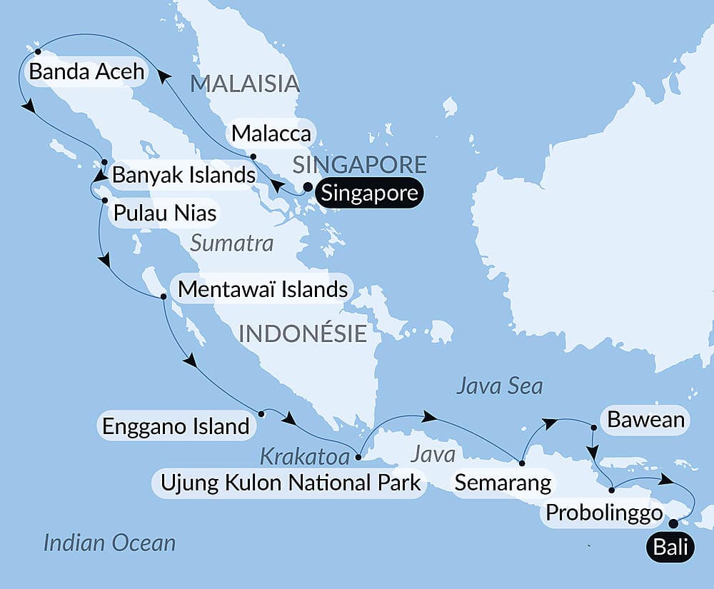 Islands, cities and volcanoes of Indonesia  null