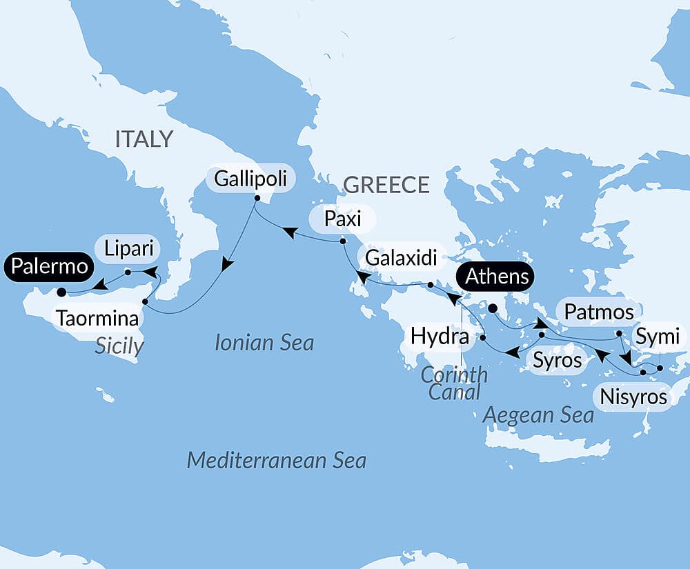 Escapade between Greek islands and Italian treasures null