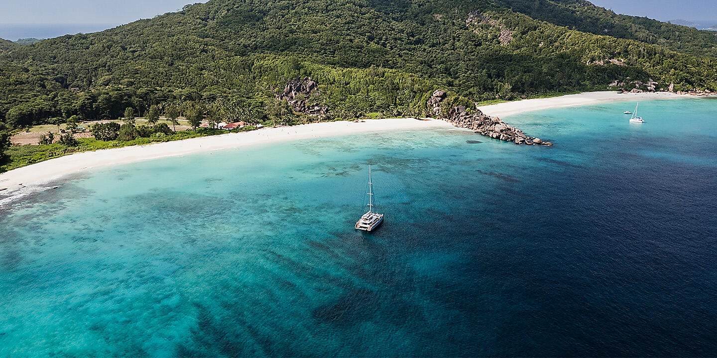 The Seychelles, under sail aboard the Spirit of Ponant The Seychelles, under sail aboard the Spirit of Ponant